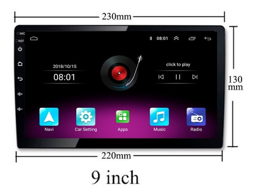 Nrpfell 9 Pulgadas Ajustable WiFi Car Stereo Radio Quad-Core Android 8.1 MP5 Player Pantalla de Prensa Navegador GPS con Perilla de BotóN 
