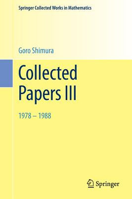 Libro Collected Papers Iii: 1978-1988 - Shimura, Goro