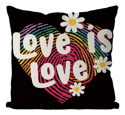 Funda De Almohada Decorativa Lgbt De Diseño Arcoíris 45x45 C