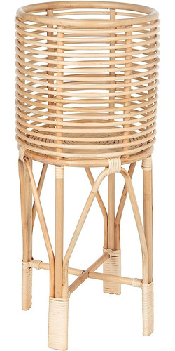 Kouboo Rattan Indoor Plant Stand, Mediano, Natural Planter B