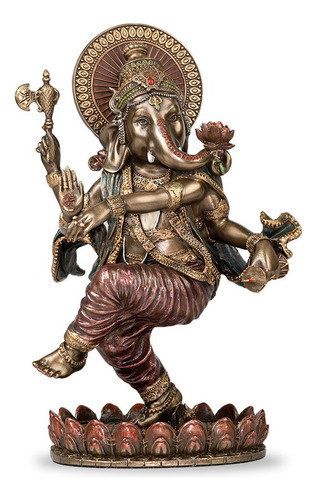 Ganesha Dançando Deusa Da Sabedoria Fortuna Resina 21cm