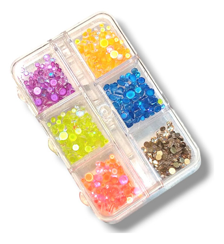 Kit De Cristales Mix Colores Surtidos Nails + Estuche