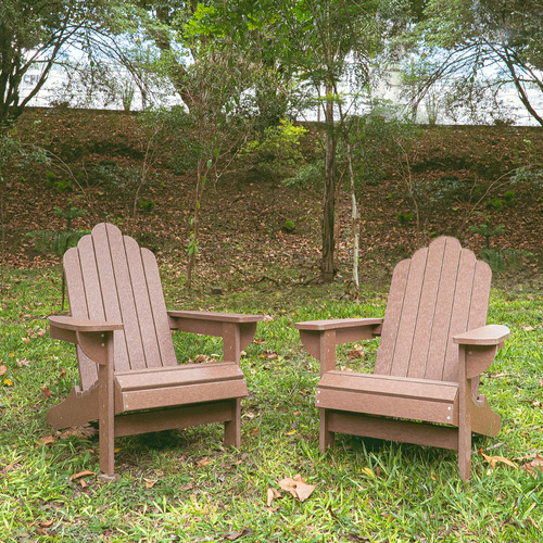 Cadeira Adirondack Arco Madeira Plástica Marrom Ipê Mbs Lisa