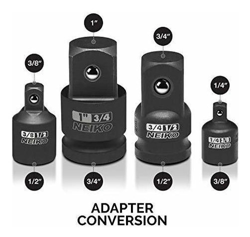Neiko 30223a Adaptador Y Reductor De Impacto, 8 Piezas | Cr-