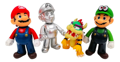 Mario Bros Colección 4 Personajes Individual Muñeco Grande