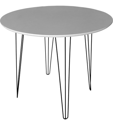 Mesa Jantar Redonda 80cm Industrial 4 Pé Hairpin Metal