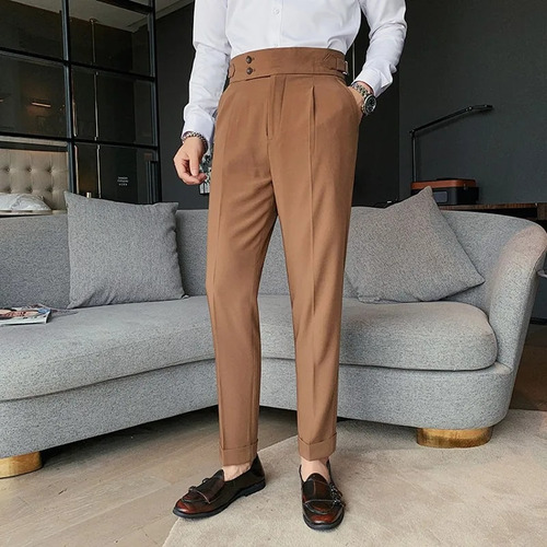 Pantalones De Negocios Con Cintura Para Hombre, Pantalones F
