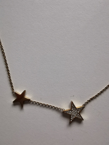 Colar Michael Kors Dourado Com Strass Corrente 40 Cm