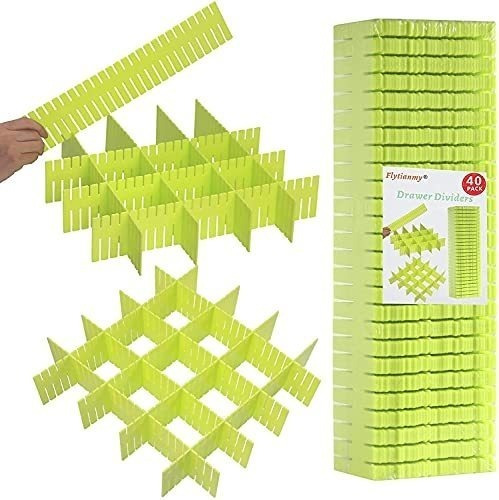 40 Organizadores Separadores Para Cajones 32x7 Cm Verde