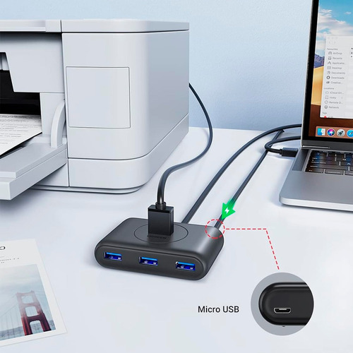 Hub 4 En 1 Usb A Ugreen 4x Usb 3.0 Transferencia 5 Gbps Led