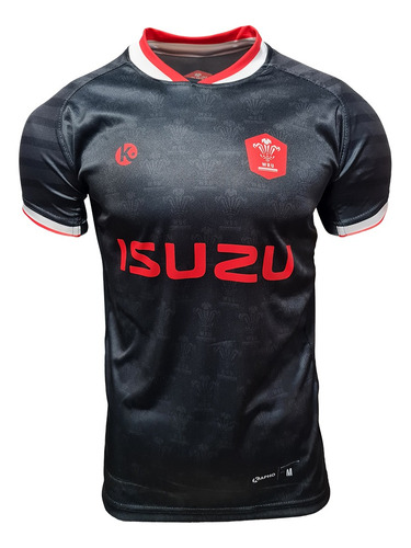 Camiseta Rugby Kapho Gales Wales Black Negro Adultos