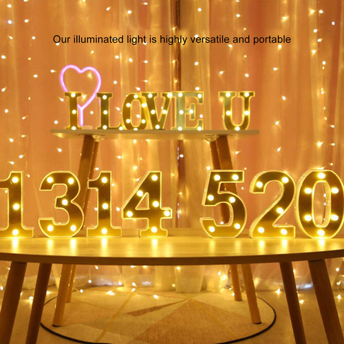 Letrero Led Dorado Número 3 Decorativo Para Bodas