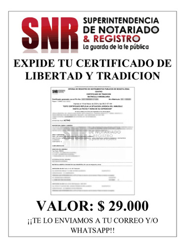 Certificado De Libertad Y Tradicion (predio)