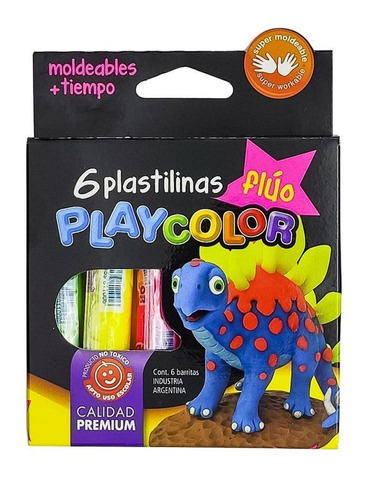 Plastilinas Fluo Playcolor X 6 Colores Surtidos No Toxico