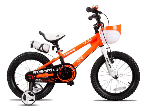 Bicicleta  de passeio Pro-X Free-boy aro 16 freios v-brakes e tambor cor laranja com rodas de treinamento