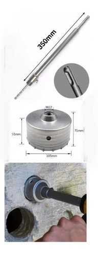 Broca Pasamuros Sds Plus 105mm Diámetro+ Extensión De 350mm