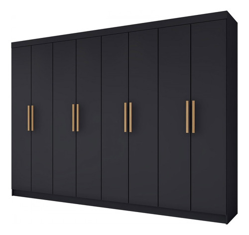 Guarda-roupa Casal Aurora 8 Portas 4 Gavetas Nero - Panorama Cor Preto