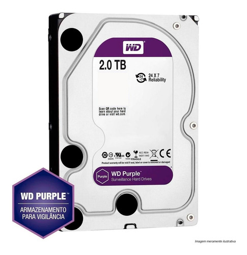 Hd 2tb Purple 2 Tera Western Intelbras Wd Cftv Dvr Wd20purz