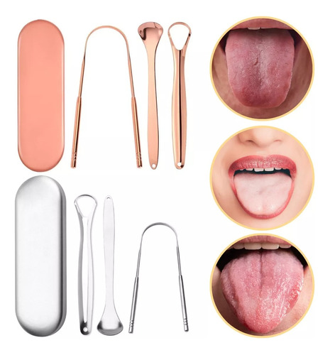 Kit 3 Raspador Lengua Limpieza Bucal Oral Estuche Lingual F