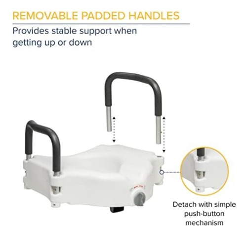 Drive Medical Rtlra Asiento Elevado Para Inodoro 2 En 1 Con