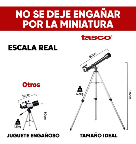 Imagen 2 de 8 de Telescopio Tasco Novice 800x60 Refractor Con Tripie Gratis !