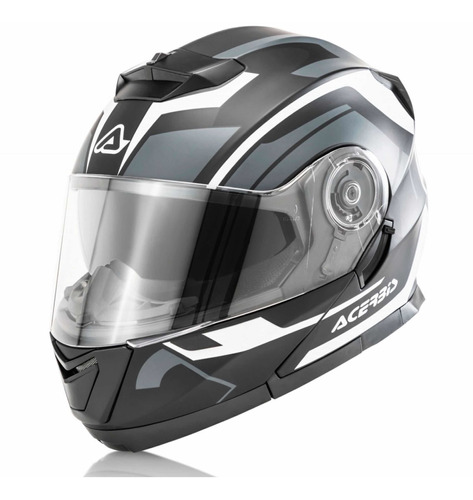 Casco Acerbis Serel Modular Negro Con Gris Mate