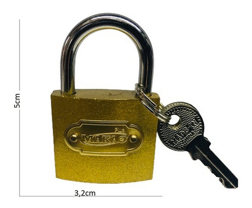 Imagen 3 de 5 de Candado Macao 32mm Hierro Dorado Ar1 Esp-32 Ellobo