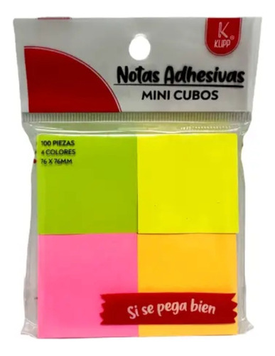 Notas Adhesivas Removibles 38x50mm Neon X400 Und X2 Paquetes