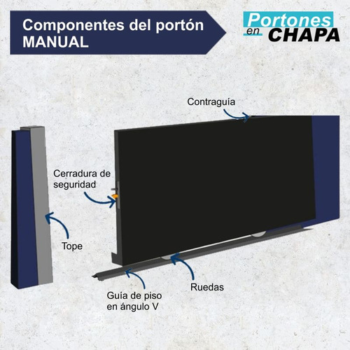 Porton Chapa Corredizo Garage Con Diseño Y Plegado Vertical Blanco