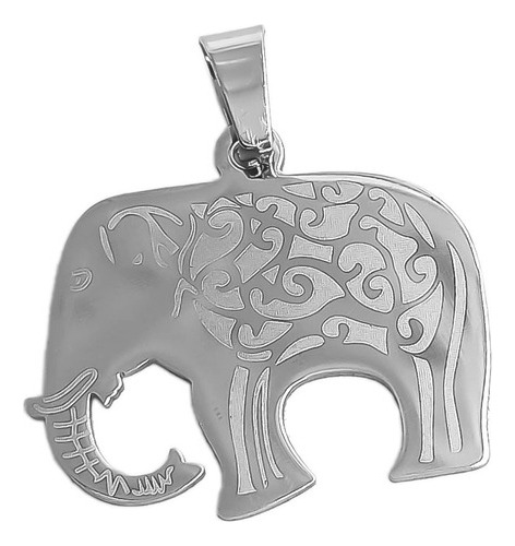 Dije Elefante Trompa Abajo Laser Modelo  Su  Acero C:7714 