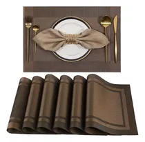 Comprar Manteles Individuales Aigeer Para Mesa Pack 6 Piezas Manteles De Mesa Lavables Pvc Ecológicos Antideslizante Resistente Al Calor Para El Hogar Restaurante Cocina Cafetería marron Oscuro