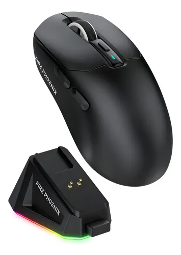 Mouse Gamer Sem Fio Fire Phoenix 24000dpi Paw3311 Bk-r3x Cor🔥