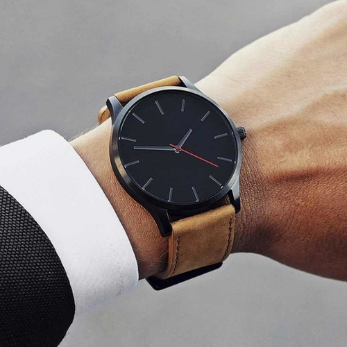 Reloj De Cuero Marrón Minimalista Clasico