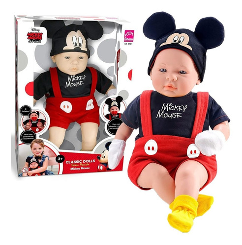 Boneco Mickey 48cm Classic Dolls Recém Nascido Roma