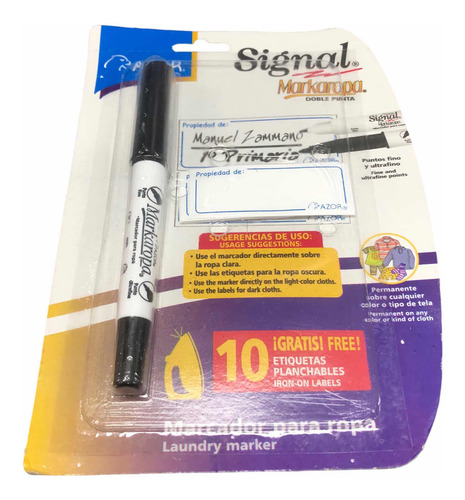 3x Marcador Azor Ropa Tela Doble Punta +10x Etiqueta Plancha