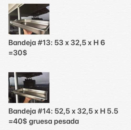 Imagen 6 de 8 de Bandeja De Acero Inoxidable 52 X 32 X 10 Alto