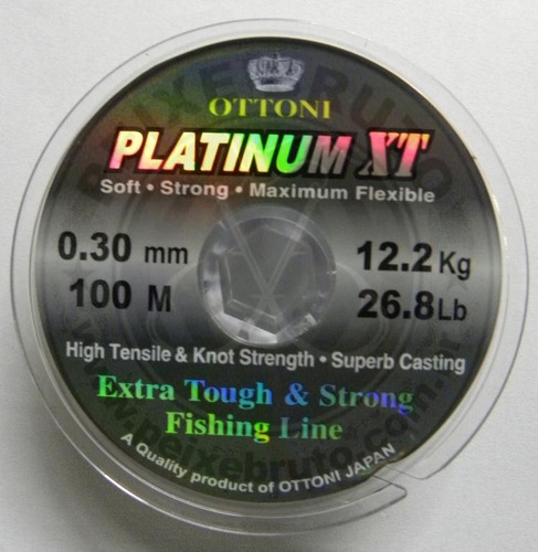 Nylon Tanza Platinum Xt Ottoni 300 Mt Japon 0.30 Mm 12.2 Kg