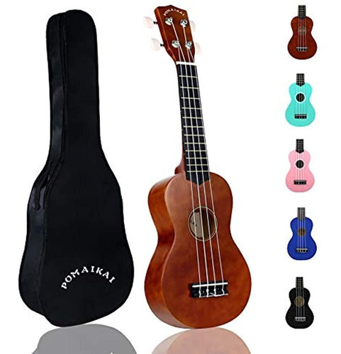 Pomaikai Ukelele Soprano De Madera Con Diseño De Arco Iris,