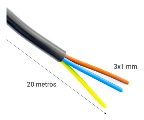 Cordón Eléctrico 3x1 Mm 20 M Negro