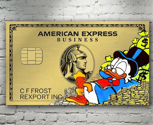 Cuadro Decorativo Mc Pato American Express Dorado 35x55cm