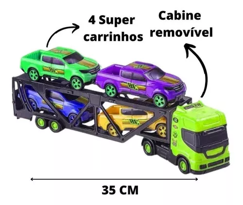 Caminhão de Brinquedo Carreta Cegonheira em Madeira - Mixtou