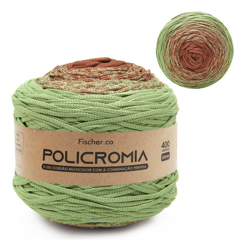 Fio Policromia Fischer 5mm Com 400mts 100% Poliéster Crochê Cor 422- Bosque