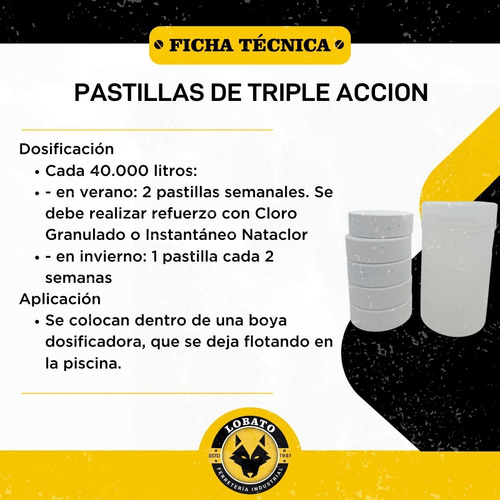 Imagen 3 de 10 de Pastillas Cloro Triple Accion Multiaccion 200gr 10kg Vulcano