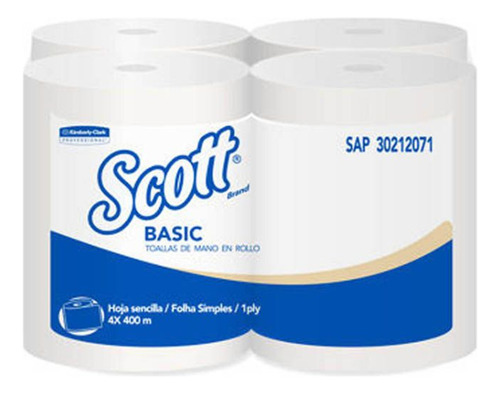 Dispenser + Toalla Scott 4 Rollos X 400 Mt Kimberly Clark
