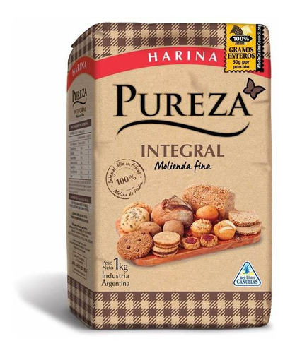 Pack X 3 Unid Harina  Integral 1 Kg Pureza Harinas De Trigo