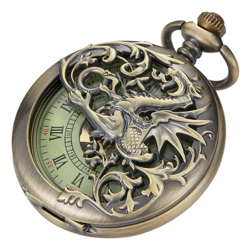 Steampunk Reloj De Bolsillo Con Diseño De Dragón Tallado