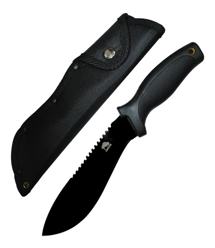 Cuchillo Táctico Caza Bison Serrucho Mango Goma Hoja 18 Cm