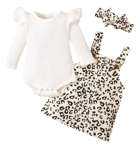 Conjunto 3 Piezsas Para Niñas Cotele Leopardo