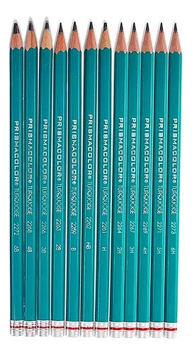 12pz Lápices De Dibujo Berol Turquoise Con Goma  Papelería