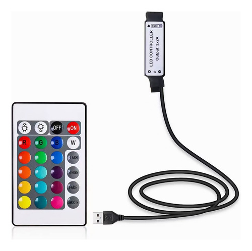 Dc5v 24 Key Ir Control Remoto Con 3.3 Ft Usb Controlador Ir.